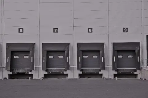 Row of numbered loading dock doors